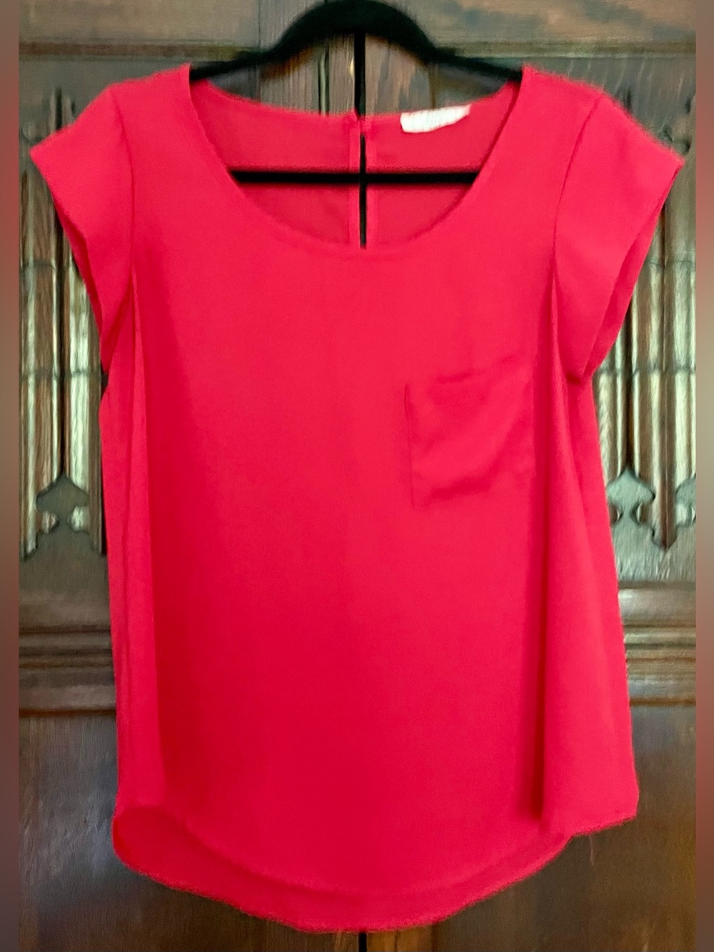 Ezra Scoop Neck Red Cap Sleeve Blouse Size S
